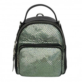 Assa Сумка-рюкзак жіночий лазерна зелена шкіра/гелаксі чорний  1173-7