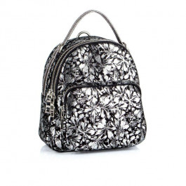 Assa Сумка-рюкзак жіноча чорно-срібляста з квітковим принтом  1173-8