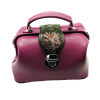 Silver Taurus Жіноча шкіряна сумка-саквояж  7627 фіолетова з тисненням та розписом на клапані - зображення 5