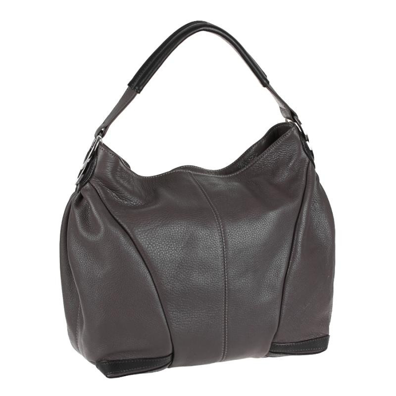 Assa Шкіряна жіноча сумка таупе з коричневими вставками  475-2 - зображення 1