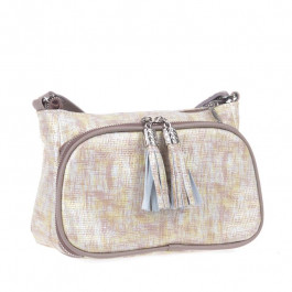 Assa Шкіряна жіноча сумочка  1050м-4 тауп з тисненням "Льон"