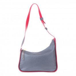 Vera Pelle Асиметрична шкіряна сумка жіноча  Dv1105-2 сіра з червоними вставками