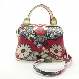 Silver Taurus Жіноча шкіряна сумка - саквояж  7598 різнокольорова з квітковим принтом