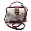 Silver Taurus Жіноча шкіряна сумка - саквояж  7597 біло-бордова з квітковим принтом - зображення 1