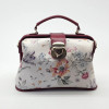 Silver Taurus Жіноча шкіряна сумка - саквояж  7597 біло-бордова з квітковим принтом - зображення 4