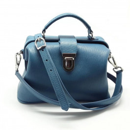 Silver Taurus Жіноча шкіряна сумка - саквояж  7578 синя з тисненням