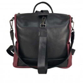 WeLassie Сумка-рюкзак  Angelo K4437 жіноча шкіряна чорна з бордовим