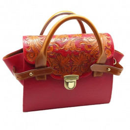 Silver Taurus Жіноча шкіряна сумочка  7301 з авторським тисненням червоно-коричнева