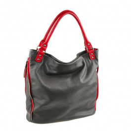 Assa Шкіряна сумка жіноча чорна з червоною обробкою  982-1