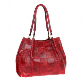 Assa Шкіряна жіноча сумка вишнева в стилі Печворк  824-3