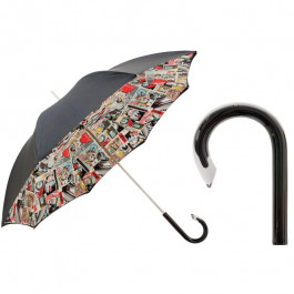   Pasotti Ombrelli Парасоля-тростина  189N 5K890-1 G15 Comics Umbrella чорна з вигнутою ручкою у формі змії