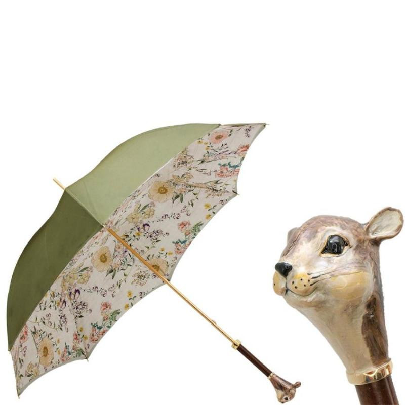 Pasotti Ombrelli Зонт-трость Pasotti189 9F189-1 K80 - SQUIRREL UMBRELLA  зеленый автомат с ручкой Белка - зображення 1