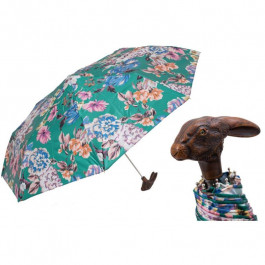 Pasotti Ombrelli Зонт складной  257 9A436-5 113 бирюзовый цветочным принтом с ручкой головы Зайца