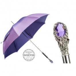Pasotti Ombrelli Зонт-трость  185N 21284-14 W68 фиолетовый ручной работы ручка с фиолетовым камнем и кристаллами Swar