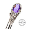 Pasotti Ombrelli Зонт-трость  185N 21284-14 W68 фиолетовый ручной работы ручка с фиолетовым камнем и кристаллами Swar - зображення 3