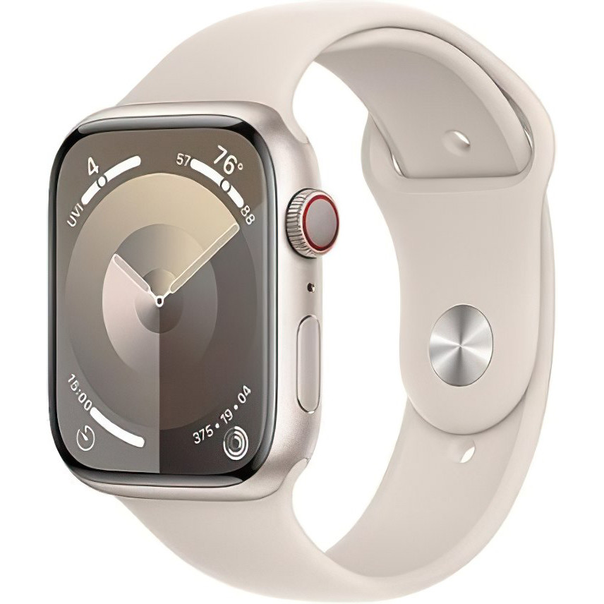 Apple Watch Series 9 GPS + Cellular 45mm Starlight Alu. Case w. Starlight Sport Band - S/M (MRM83) - зображення 1