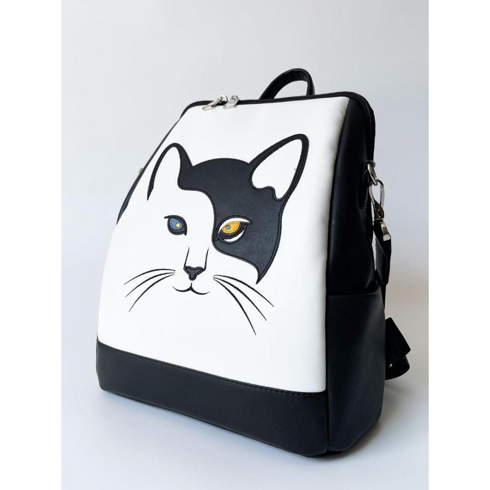 Alba Soboni Сумка-рюкзак  U22114-133130 жіноча з ЕКОшкіри чорно-біла з котом - зображення 1