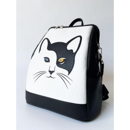 Alba Soboni Сумка-рюкзак  U22114-133130 жіноча з ЕКОшкіри чорно-біла з котом