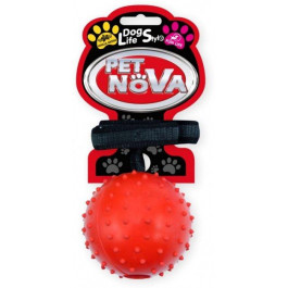 Pet Nova Игрушка для собак  Мяч с ремешком  7 см красный (RUB-ROPEBALL-L-RE) (5904378732387)