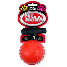   Pet Nova Игрушка для собак  Мяч с ремешком  7 см красный (RUB-ROPEBALL-L-RE) (5904378732387)