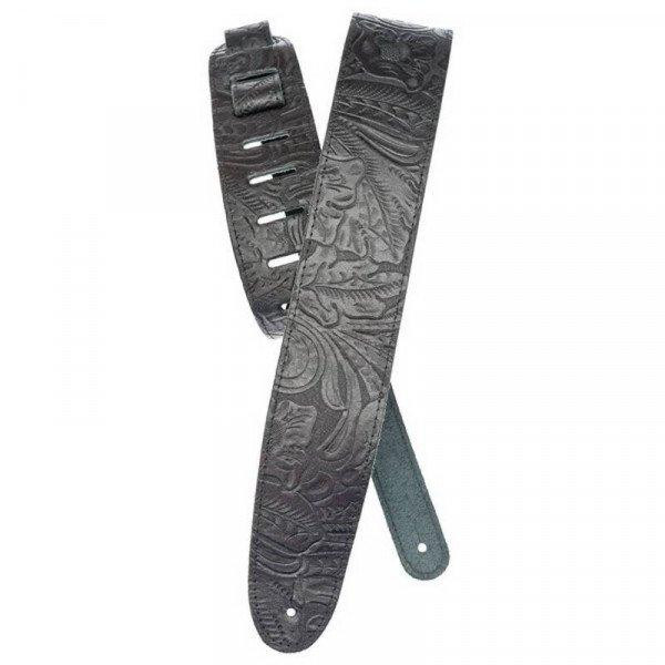 Planet waves PW25LE00 Embossed Leather Guitar Strap, Black - зображення 1