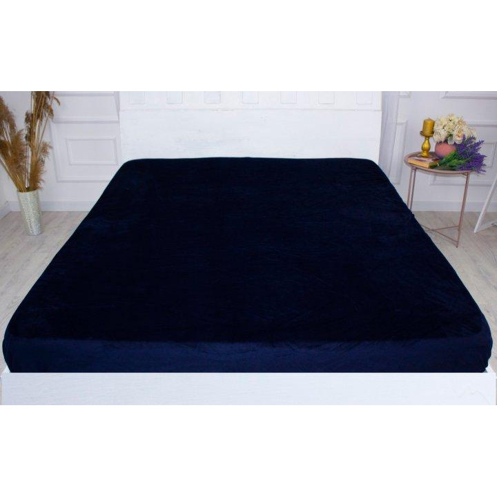 MirSon Простирадло на резинці Велюр Winter Frost 28-0006 Navy blue Velvet  100х200 см (2200003999501) - зображення 1