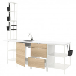 IKEA ENHET 593.381.70 Кухня білий під дуб 243x63 5x241 см