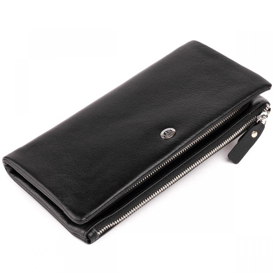 ST Leather Гаманець-клатч зі шкіри з кишенею для мобільного  19310 Чорний - зображення 1
