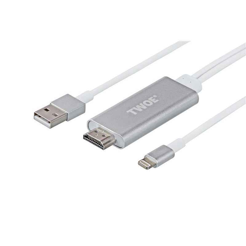 2E Lightning to HDMI+USB Cable 2m Alumium Shell (2EW-2327) - зображення 1