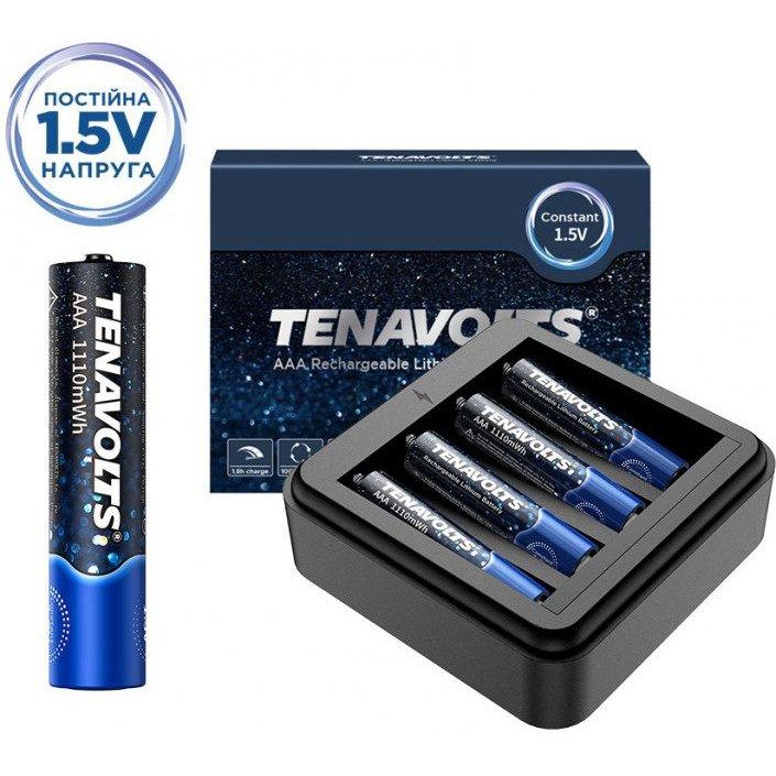 Tenavolts Lithium Rechargeable AAA Battery 4 Counts with a charger (191763001110) - зображення 1