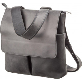 SHVIGEL Якісна сумка-месенджер із вінтажної шкіри чорного кольору  (11078)