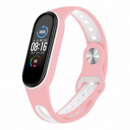   BeCover Ремінець Sport Style для Xiaomi Mi Smart Band 5/6/7 Pink-White (705173)