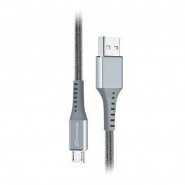 Grand-X USB-micro USB 3A 1.2m Fast Сharge Grey толст.нейлон оплетка премиум (FM-12G)