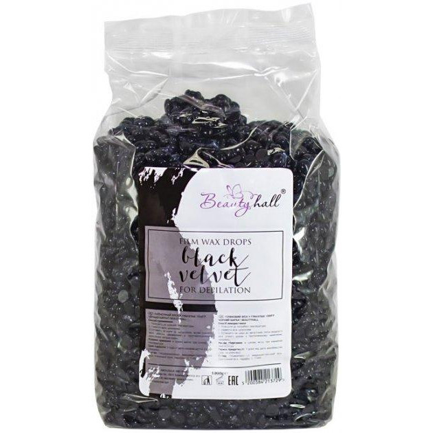 Beautyhall Пленочный воск для депиляции  Hot Film Wax Black Velvet черный бархат 1 кг (5200384213729) - зображення 1