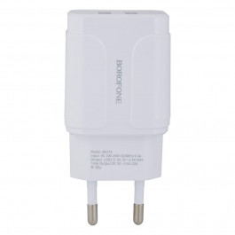 Borofone BA37A Speedy 2USB 2.4A + Lightning White