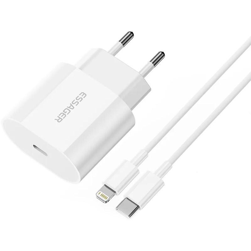 Essager Vanjane 20W Travel Charger White + Type-C to Lightning (EFJB02-XBL02-T) - зображення 1