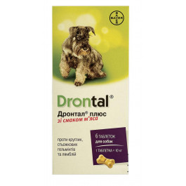 Bayer Drontal Plus - антигельмінтик Дронтал плюс зі смаком м'яса 1 таб на вагу 10 кг (54187)
