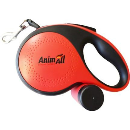 AnimAll Рулетка-повідець  з диспенсером м до 30 кг/5 метрів MS7016-B (червона/х/червона) 2000981277949 (2000 - зображення 1