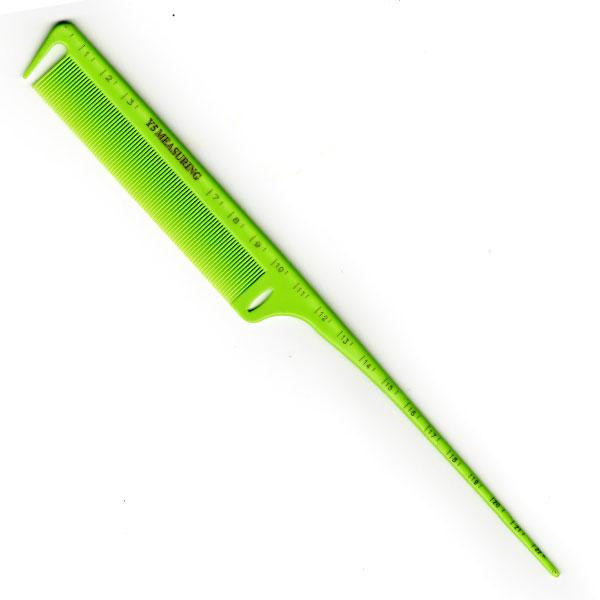 Ycombs Зеленая расческа с пластиковым шпикулем и линейкой Y5 Exotic color line 23 см (Y5-886 GRN) - зображення 1