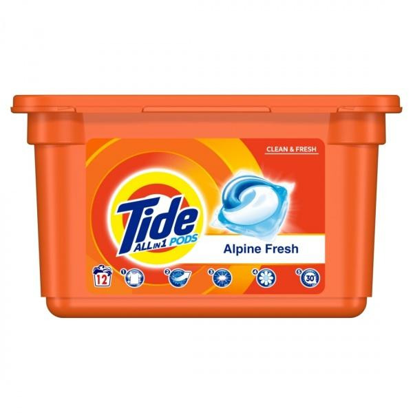 Tide Капсули для прання Pods All-in-1 Альпійська свіжість 12 шт(8001090802309) - зображення 1