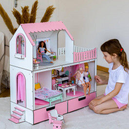 NestWood Люкс мини кукольный домик  для Барби, без мебели, розовый (kdb001)