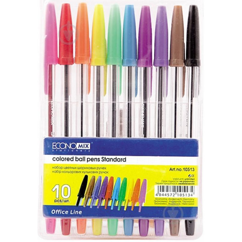 ECONOMIX Набір ручок кулькових  Standart 10 кольорів (12) E10513 - зображення 1