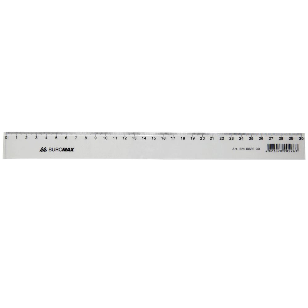 BuroMax Линейка пластиковая , 30 см, прозрачная (BM.5829-30) - зображення 1