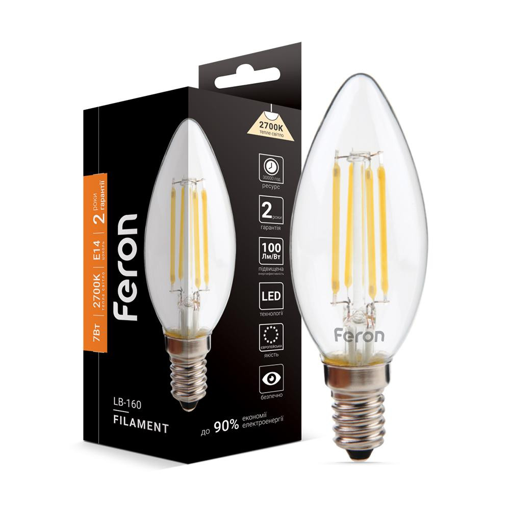 FERON LED LB-160 7W E14 2700K C37 Filament (40082) - зображення 1