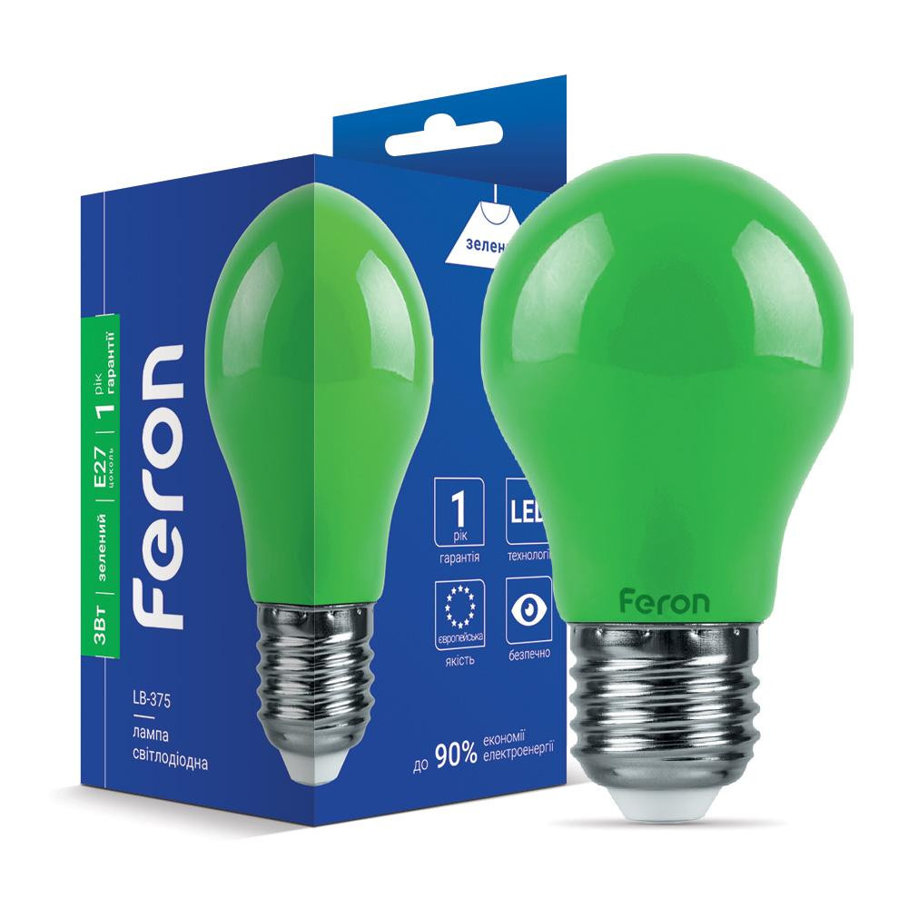 FERON LED LB-375 A50 3W E27 зеленая (25922) - зображення 1
