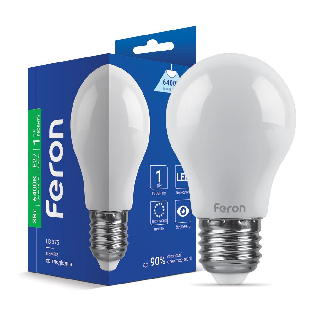 FERON LED LB-375 A50 3W E27 6400K белая (25920) - зображення 1