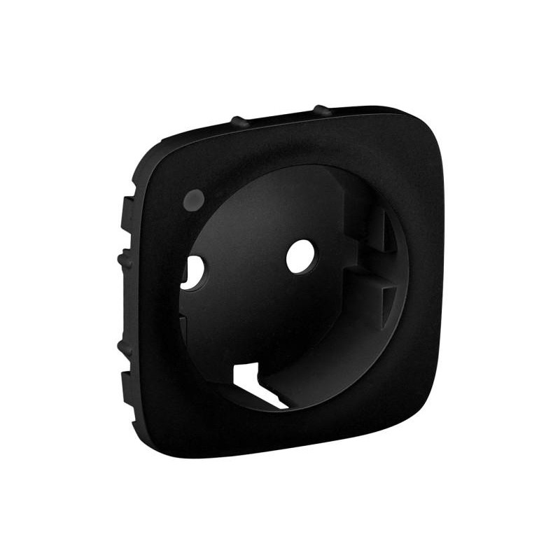 Legrand Лицевая панель силовой розетки с заземлением и индикатором черная 754858 Valena Allure - зображення 1