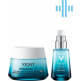 Vichy Набір  Mineral 89 Насичений крем для сухої та дуже сухої шкіри обличчя, зволоження 72 години 50 мл +