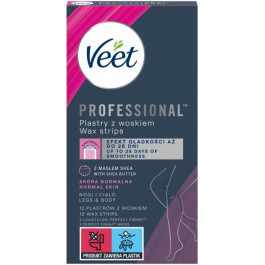 Veet Воскові смужки для депіляції  Professional для нормальної шкіри з Олією Ши 12 шт (4053700292455)