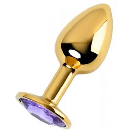 Loveshop Анальна пробка з фіолетовим кристалом  Seamless Butt Plug M, золота (2111000032751)